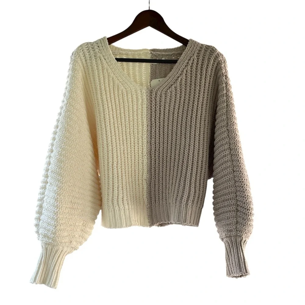 ALTAR’d State Sweater Colorblock Knit Cropped Pullover NWT Women’s Size Medium - Picture 3 of 14